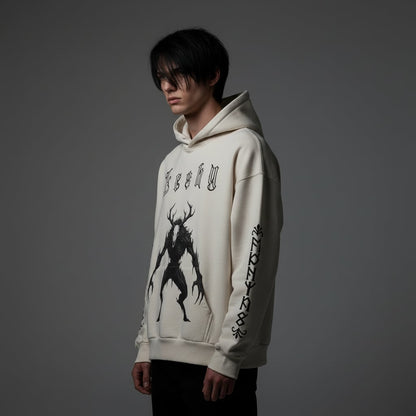 Beige Slavic-Goth Leshy Master Dark Forest Sweatshirt