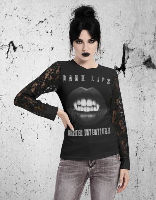 Gothic Mesh T-Shirt Dark Lips | Darker Intentions