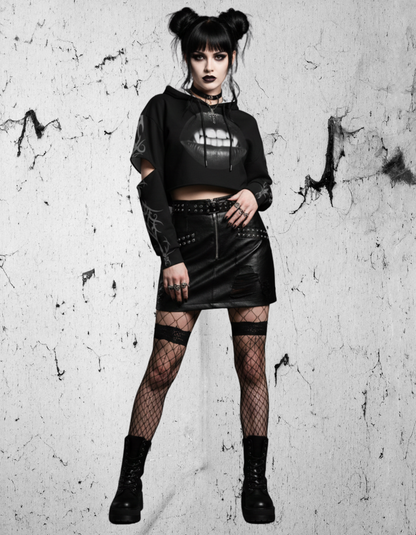 Gothic Crop Vampire Pop Art Hoodie
