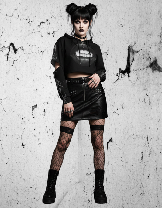 Gothic Crop Vampire Pop Art Hoodie