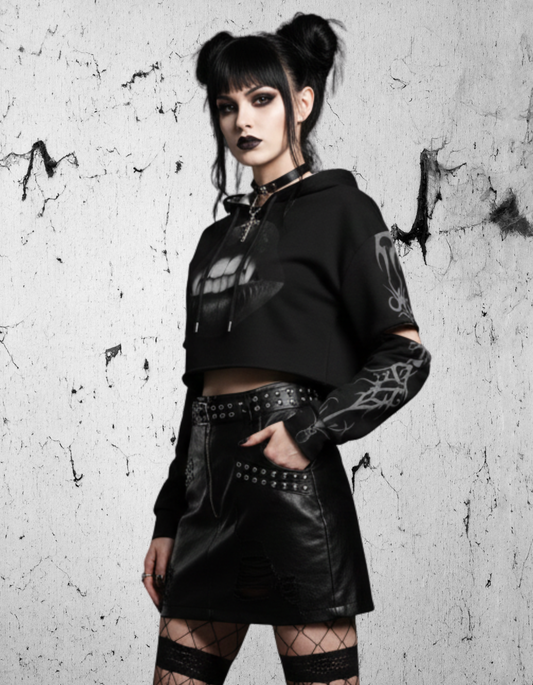 Gothic Crop Vampire Pop Art Hoodie