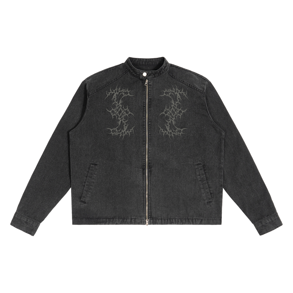 Gothic Black Denim Jacket | Night Child Y2K Gothic
