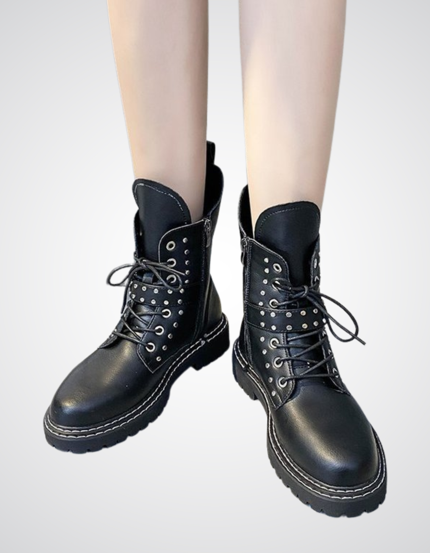 Women's Black Metal Dark Goth Knight Boots