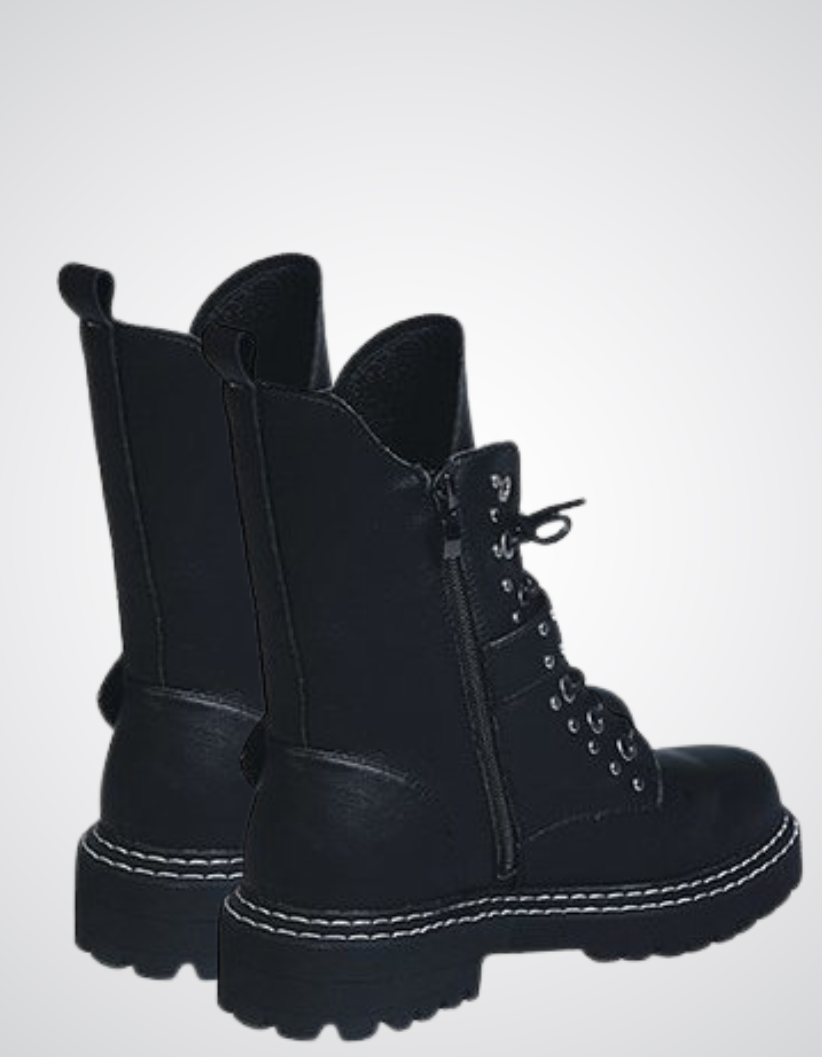 Women's Black Metal Dark Goth Knight Boots