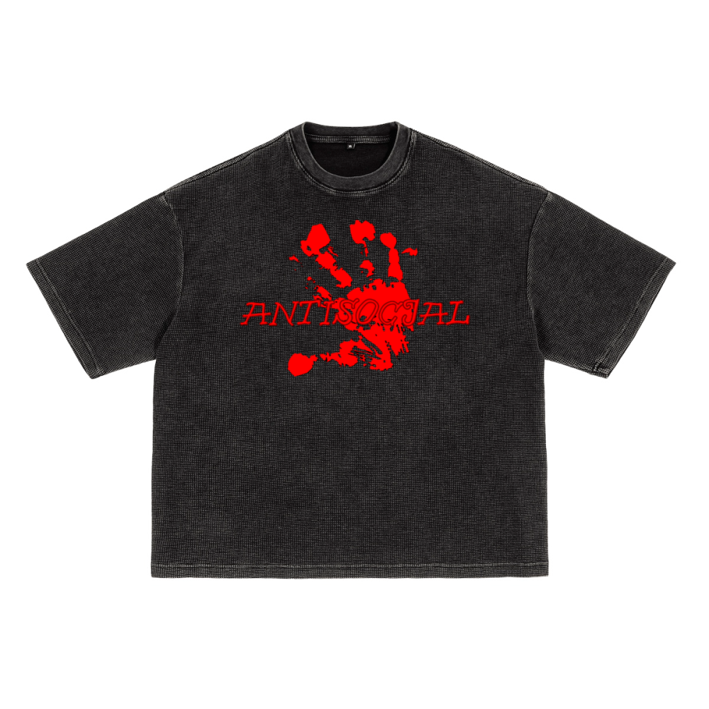 Grunge ANTISOCJAL Waffle-Texture T-Shirt