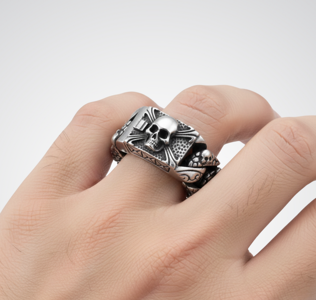 Black Metal Steel Skull Promise Ring