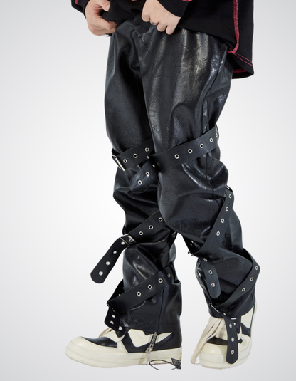 Black Metal PU Pants