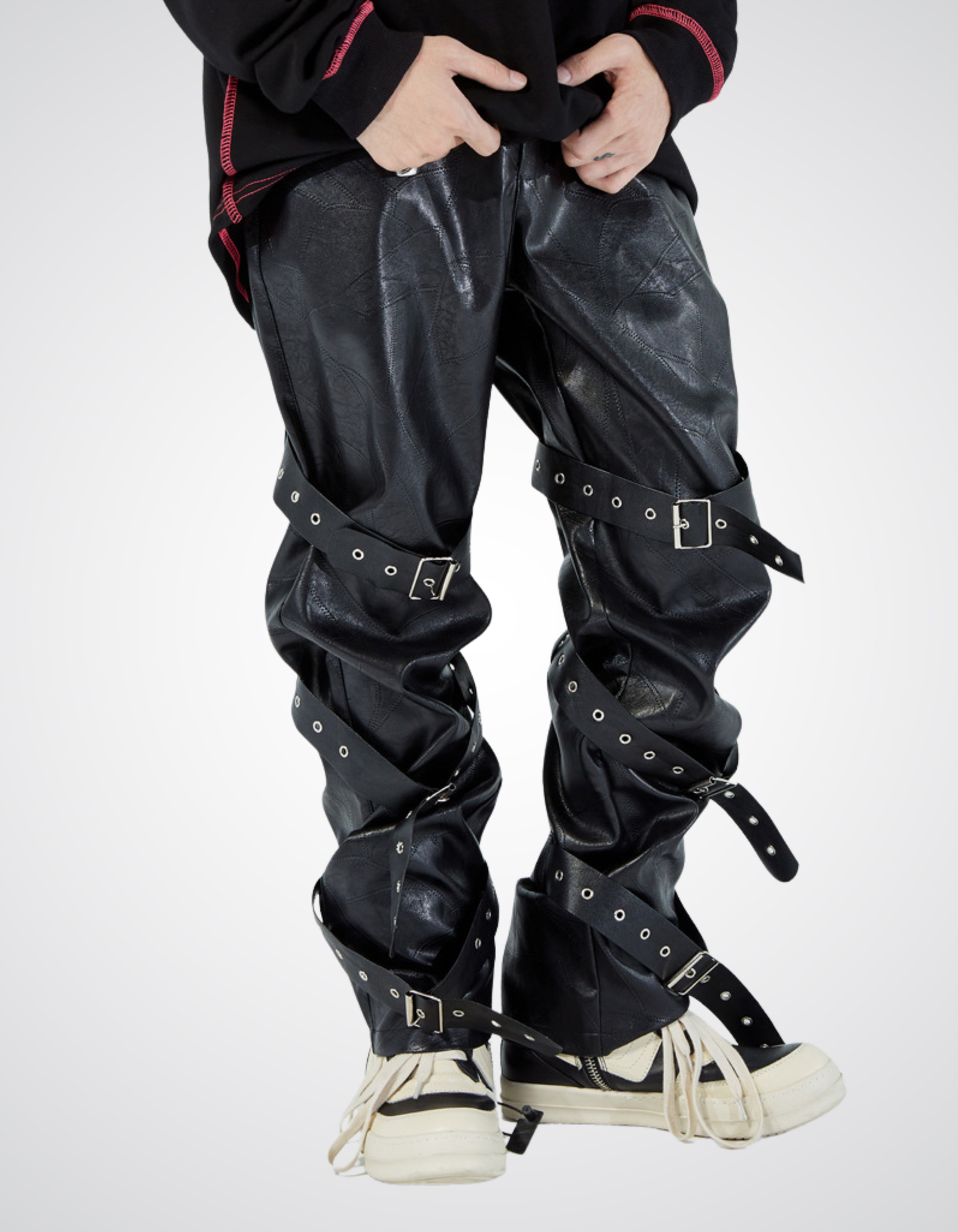 Black Metal PU Pants