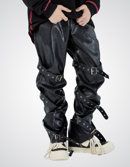 Black Metal PU Pants