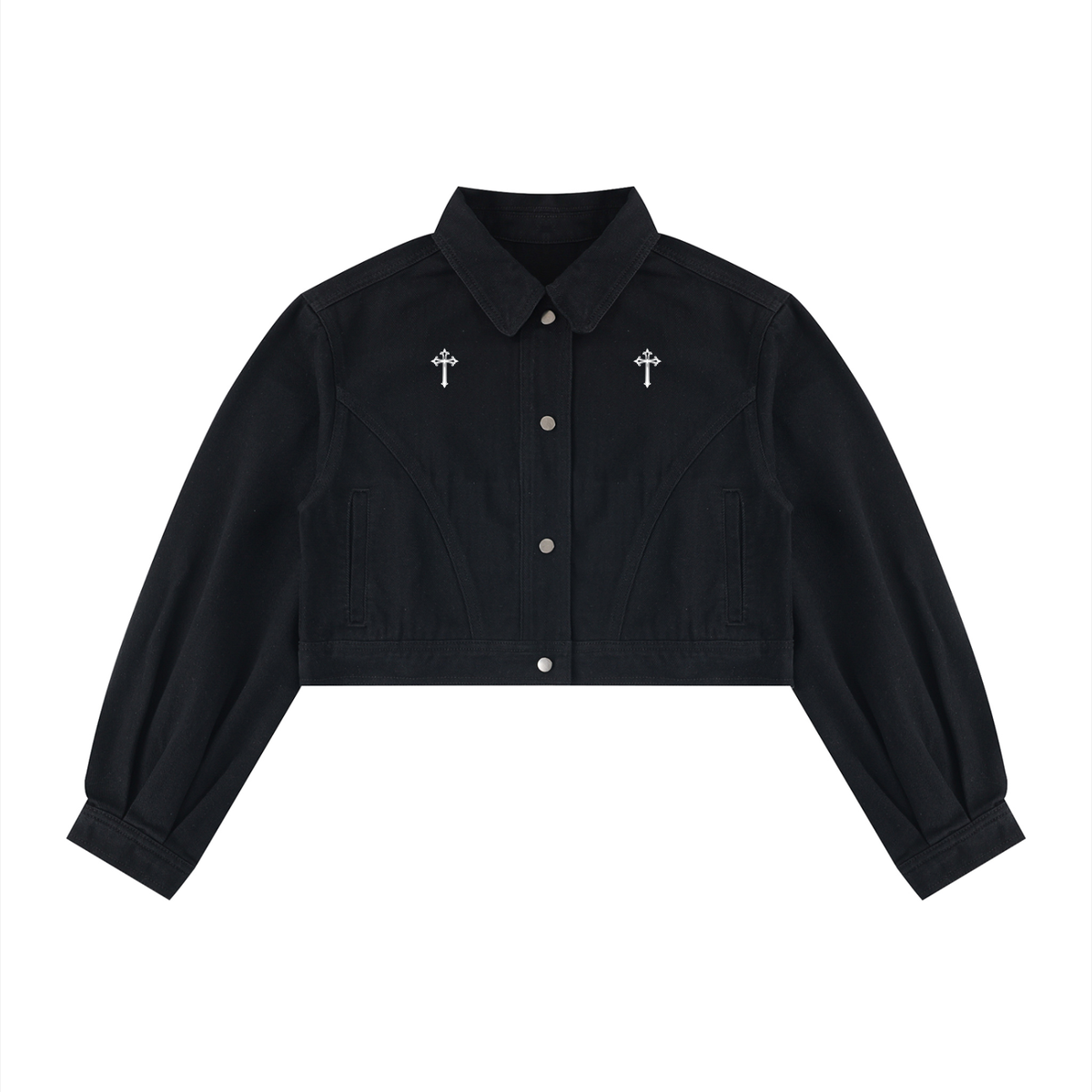 Women's Gothic Cropped Denim Jacket – NIGHTCRAWLER | Heavyweight 420 GSM