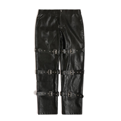 Black Metal PU Pants