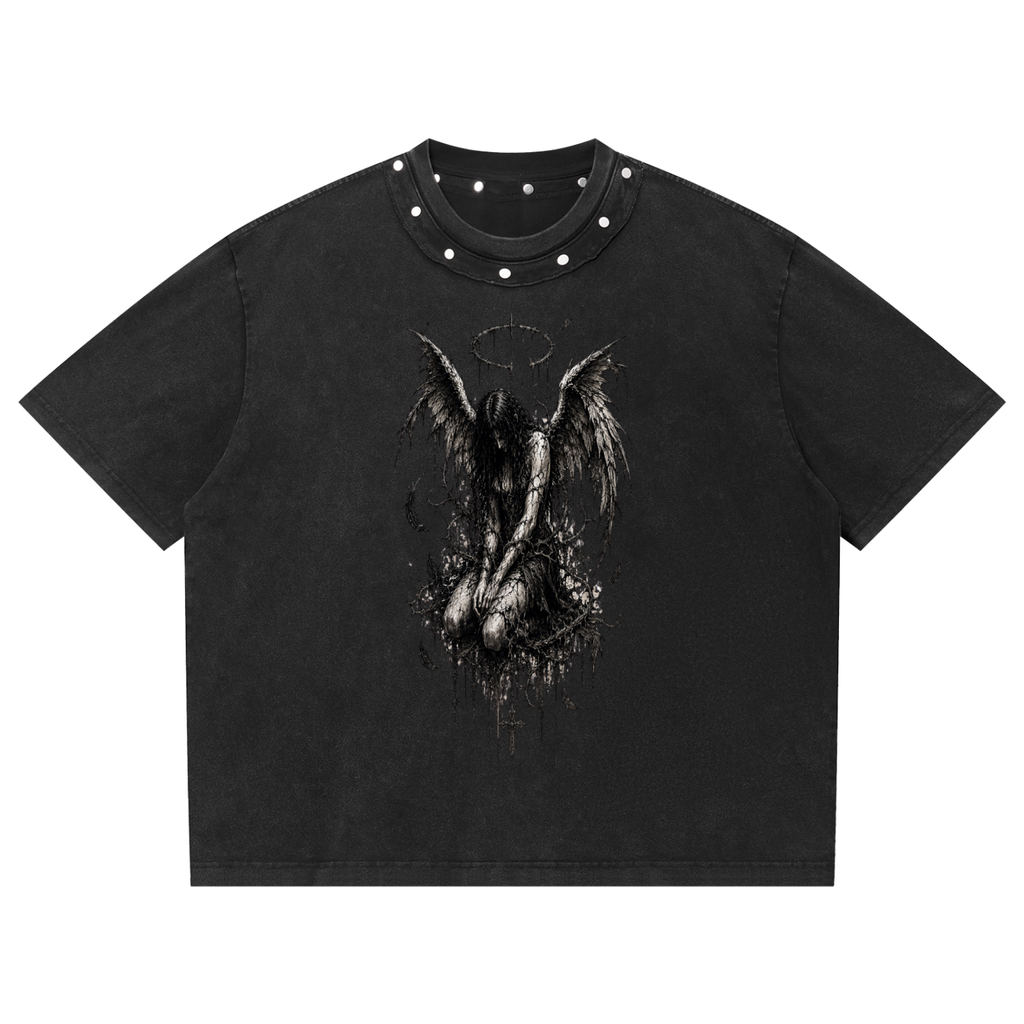 Grunge Angel Oversized Vintage-Wash T-Shirt | 100% Cotton 285 GSM | Unisex