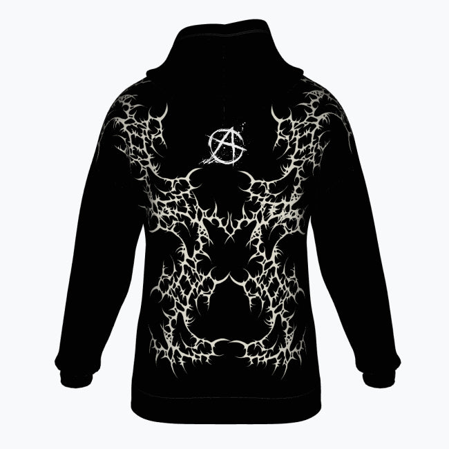 Punk Goth Oversize Unisex Hoodie| Black Cathedral Chaos Bones Hoodie | French Terry Premium
