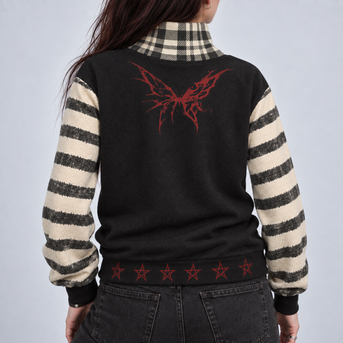 Alternative Grunge Turtleneck Sweater Sweet Terror – Faded Stripes | 280 GSM