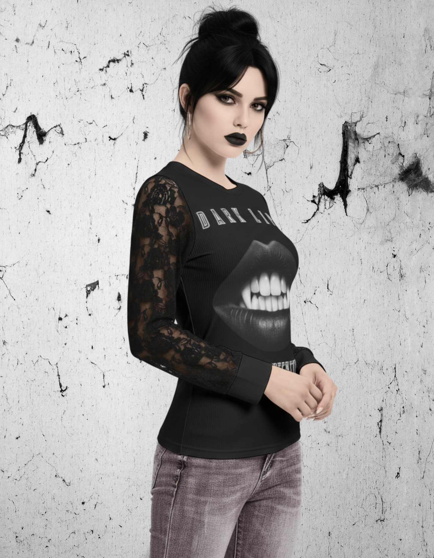Gothic Mesh T-Shirt Dark Lips | Darker Intentions