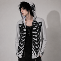 Gothic UV50+ Skeleton Wings Hoodie – Lightweight Unisex Gothic Grunge Y2K Zip Hoodie with Sun Protection