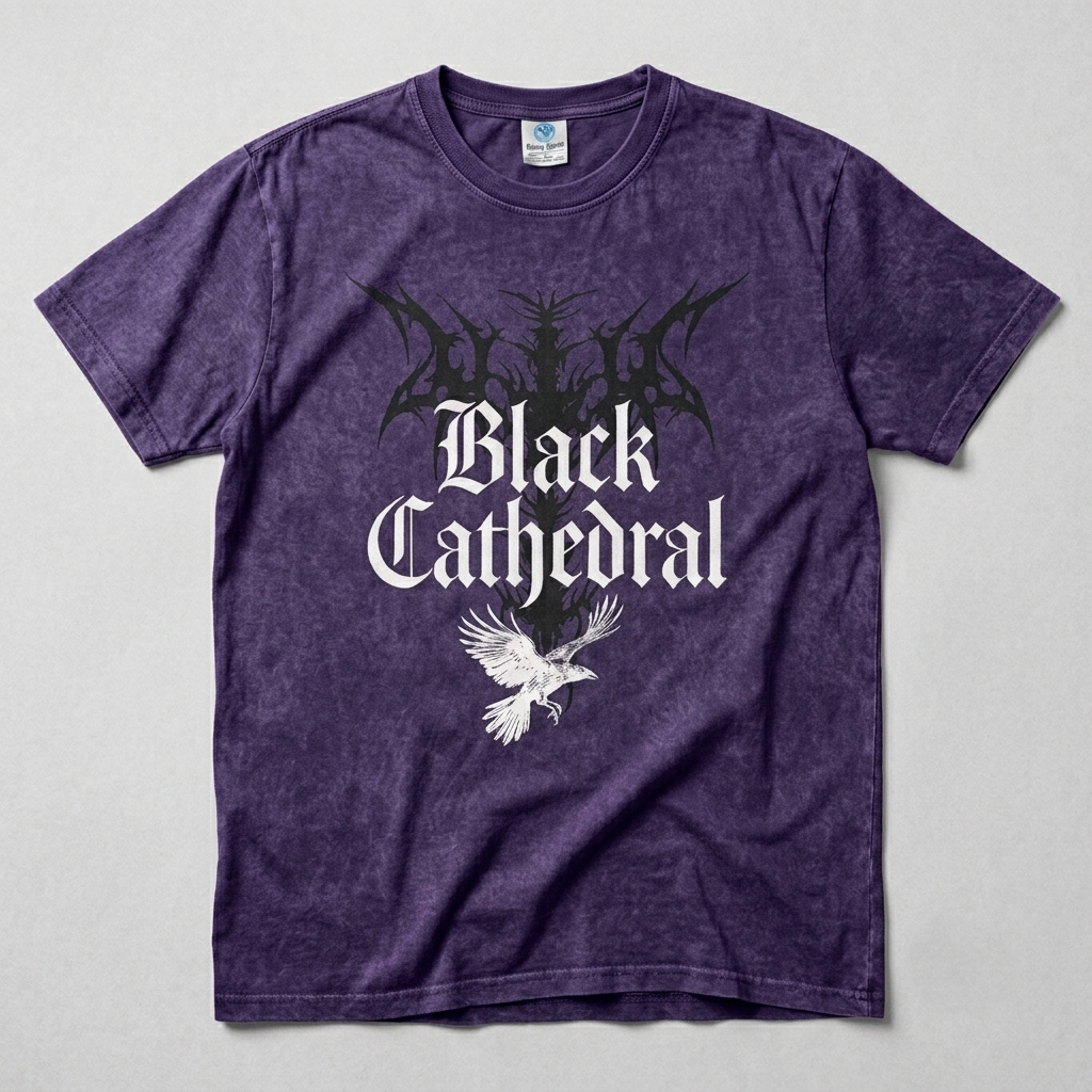 Black Cathedral I – The Raven’s Call Mineral Wash Unisex Gothic T-Shirt