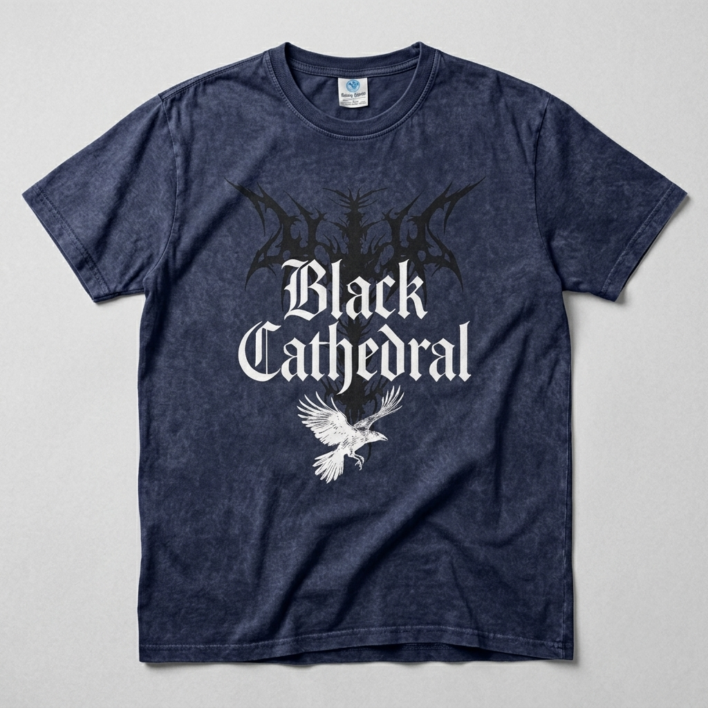 Black Cathedral I – The Raven’s Call Mineral Wash Unisex Gothic T-Shirt