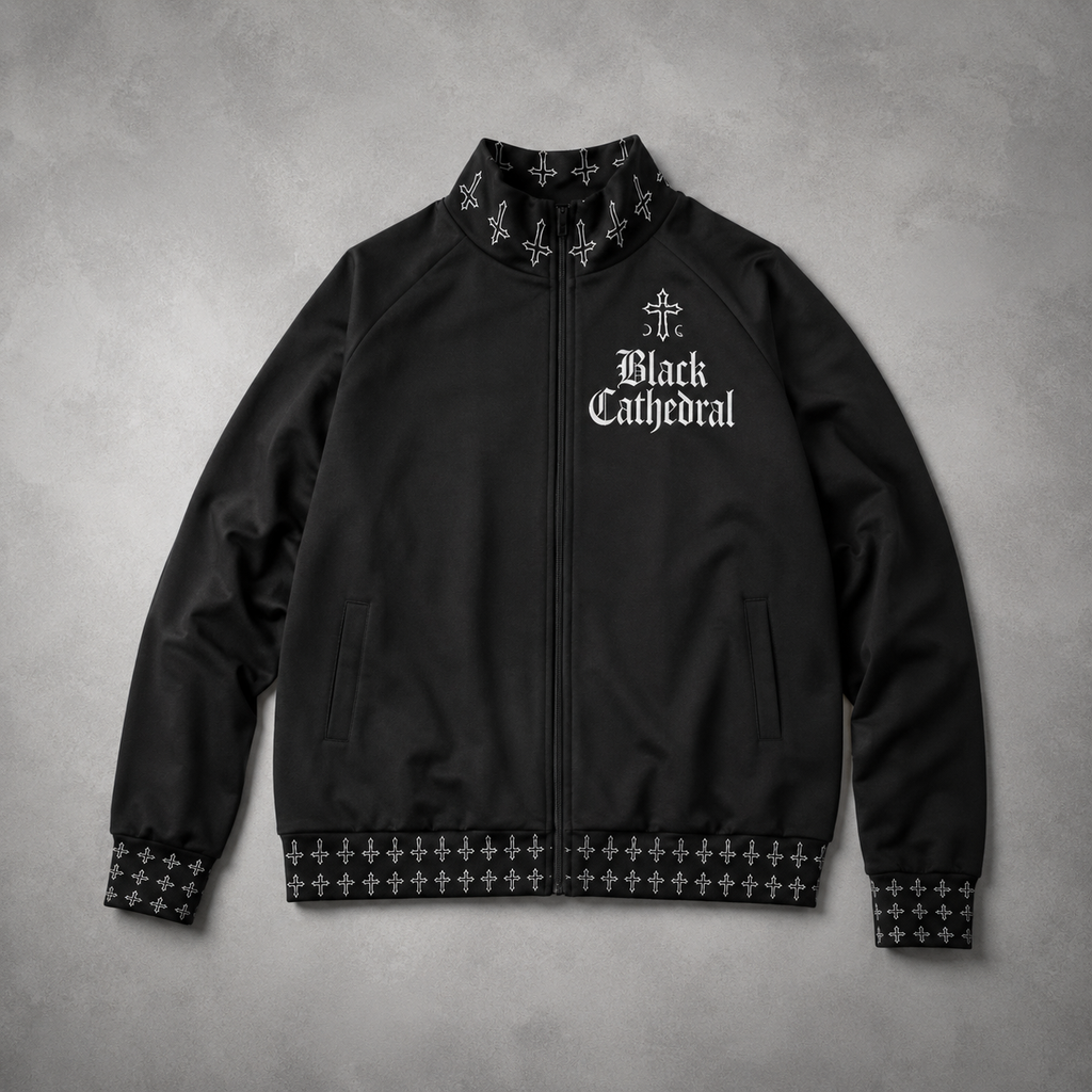 Gothic Darkwear Bomber Jacket Premium | Black Cathedral II – Pain Skull Legacy | 100% Cotton 310 GSM