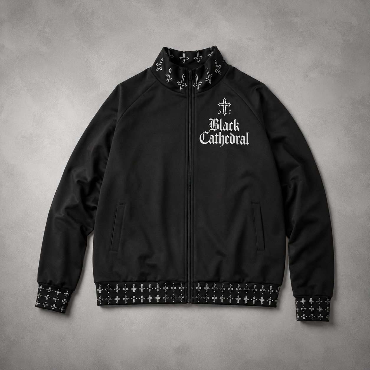 Gothic Darkwear Bomber Jacket Premium | Black Cathedral II – Pain Skull Legacy | 100% Cotton 310 GSM