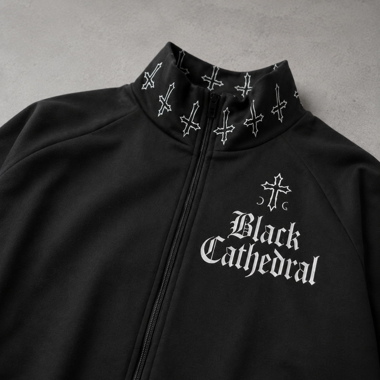 Gothic Darkwear Bomber Jacket Premium | Black Cathedral II – Pain Skull Legacy | 100% Cotton 310 GSM