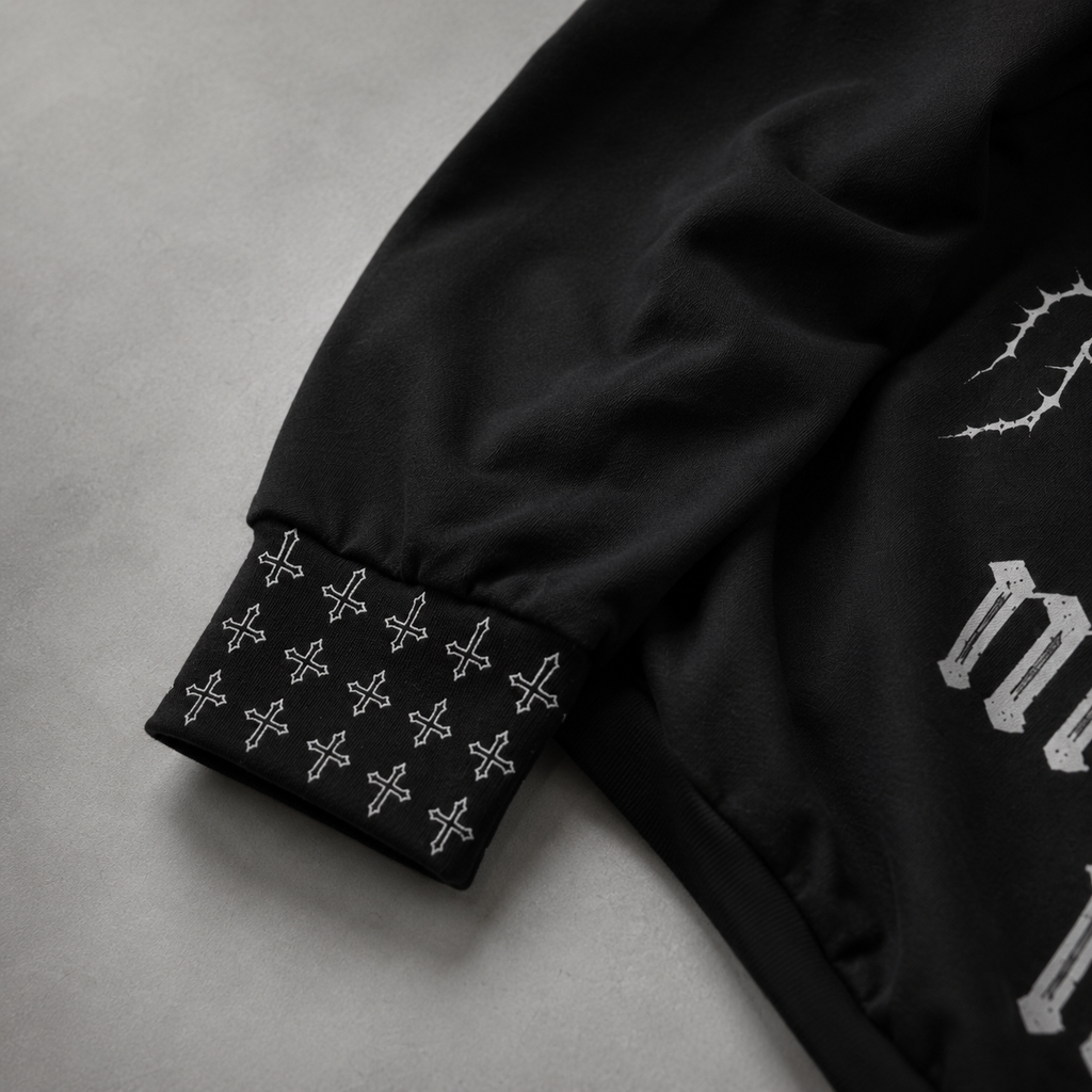 Gothic Darkwear Bomber Jacket Premium | Black Cathedral II – Pain Skull Legacy | 100% Cotton 310 GSM