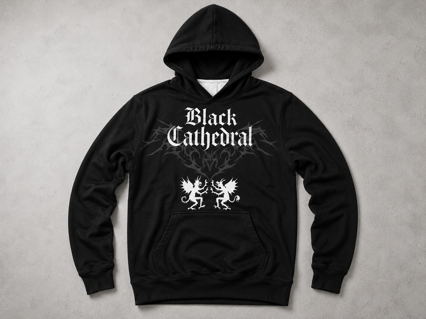 Gothic Premium Oversize AOP Hoodie | Black Cathedral – Devil Wings Ascension Hoodie 280 GSM
