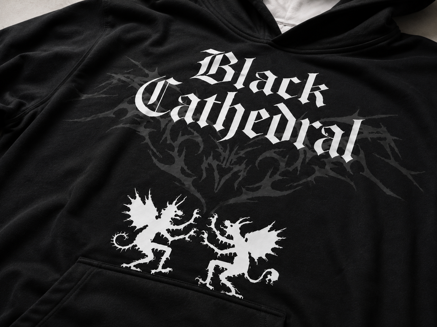 Gothic Premium Oversize AOP Hoodie | Black Cathedral – Devil Wings Ascension Hoodie 280 GSM