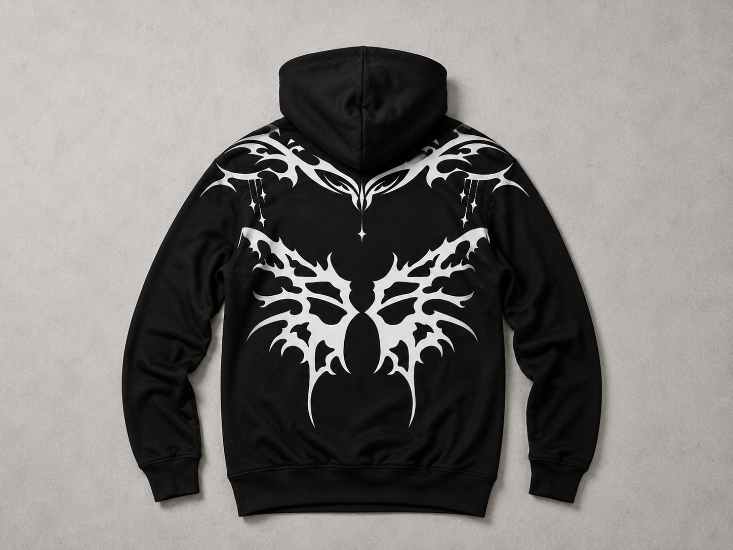 Gothic Premium Oversize AOP Hoodie | Black Cathedral – Devil Wings Ascension Hoodie 280 GSM