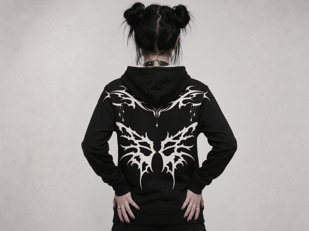 Gothic Premium Oversize AOP Hoodie | Black Cathedral – Devil Wings Ascension Hoodie 280 GSM