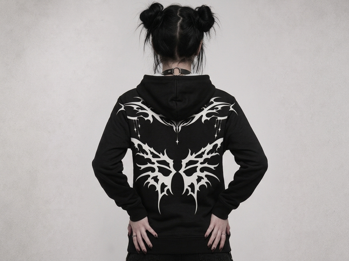 Gothic Premium Oversize AOP Hoodie | Black Cathedral – Devil Wings Ascension Hoodie 280 GSM
