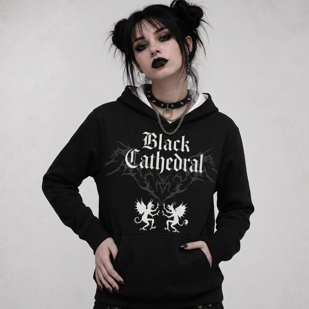 Gothic Premium Oversize AOP Hoodie | Black Cathedral – Devil Wings Ascension Hoodie 280 GSM