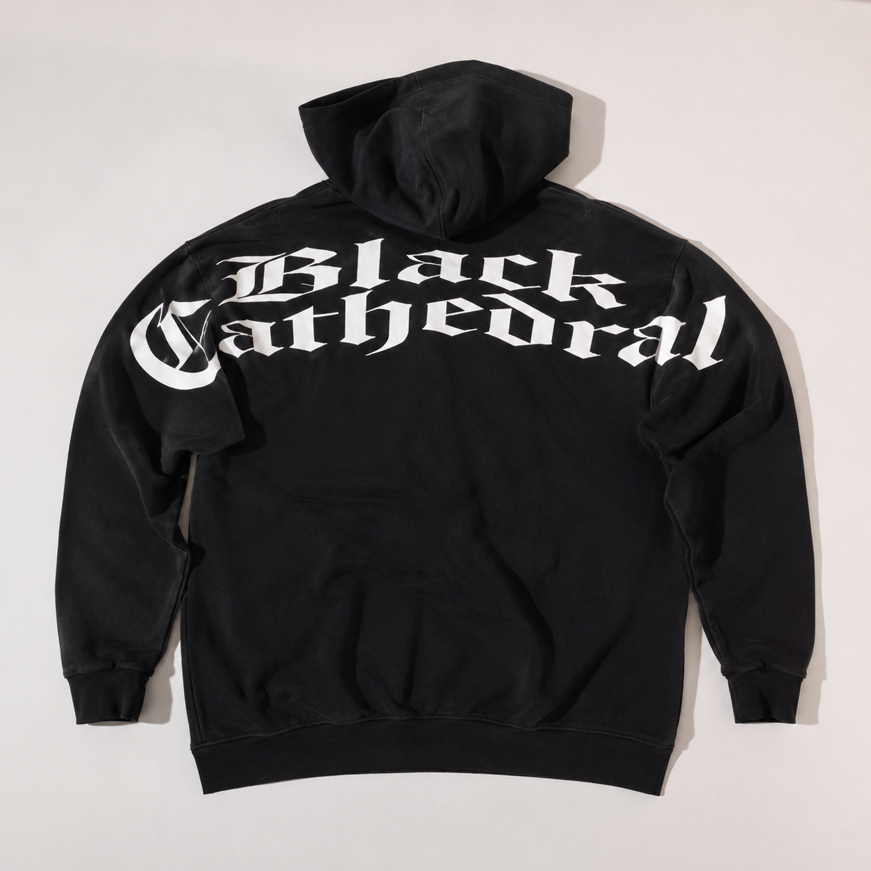 Gothic Oversized French Terry Hoodie | Black Cathedral Shadow Hoodie | Made in Poland