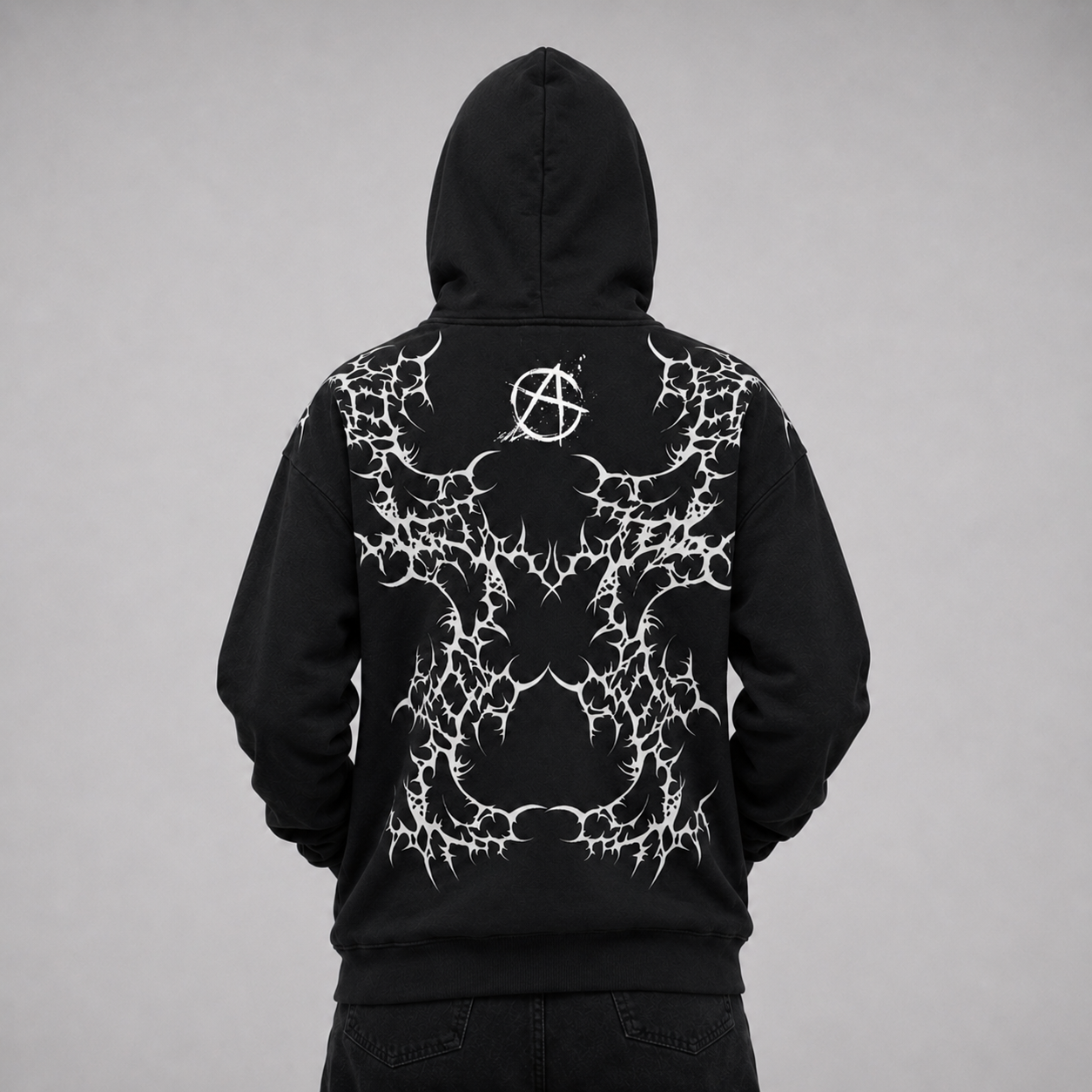 Punk Goth Oversize Unisex Hoodie| Black Cathedral Chaos Bones Hoodie | French Terry Premium
