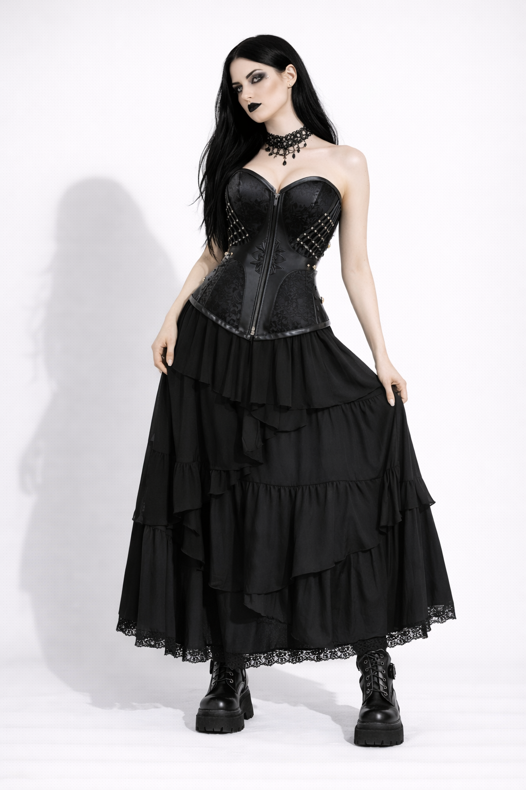 Abyssal Armor Gothic Corset - Void Goth Aesthetic | Dark Fantasy Underbust | Void Goth Aesthetic