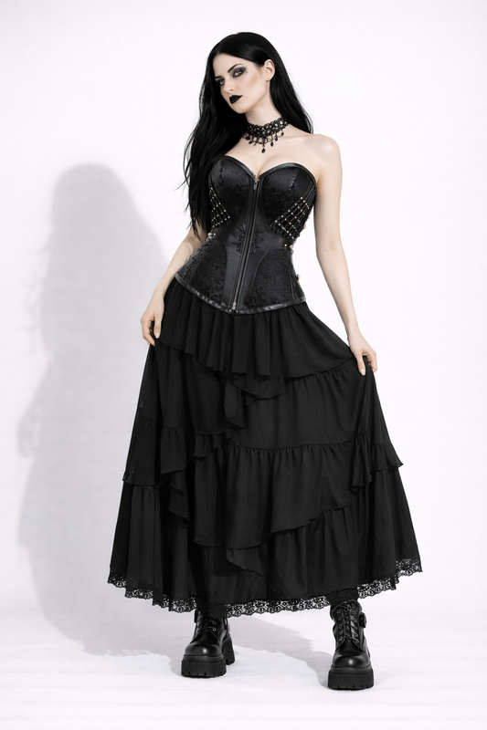 Abyssal Armor Gothic Corset - Void Goth Aesthetic | Dark Fantasy Underbust | Void Goth Aesthetic