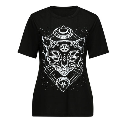 Gothic Occult T-shirt with an esoteric cat