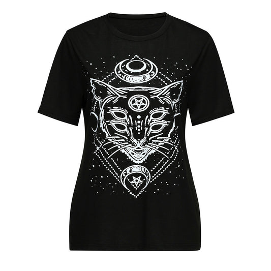 Gothic Occult T-shirt with an esoteric cat