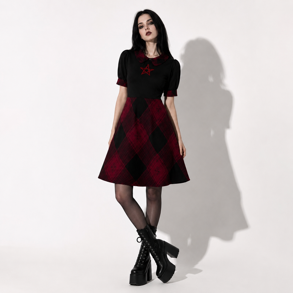 Occult Lolita Gothic Tartan Dress – Dark Academia Plaid Dress