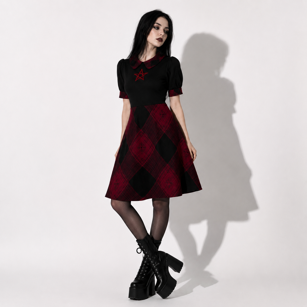 Occult Lolita Gothic Tartan Dress – Dark Academia Plaid Dress