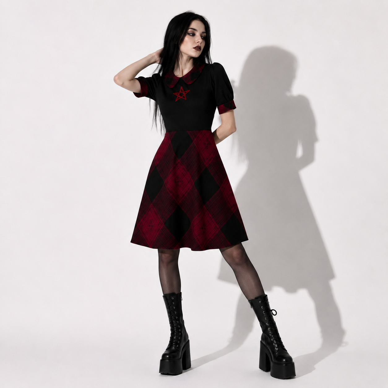 Occult Lolita Gothic Tartan Dress – Dark Academia Plaid Dress