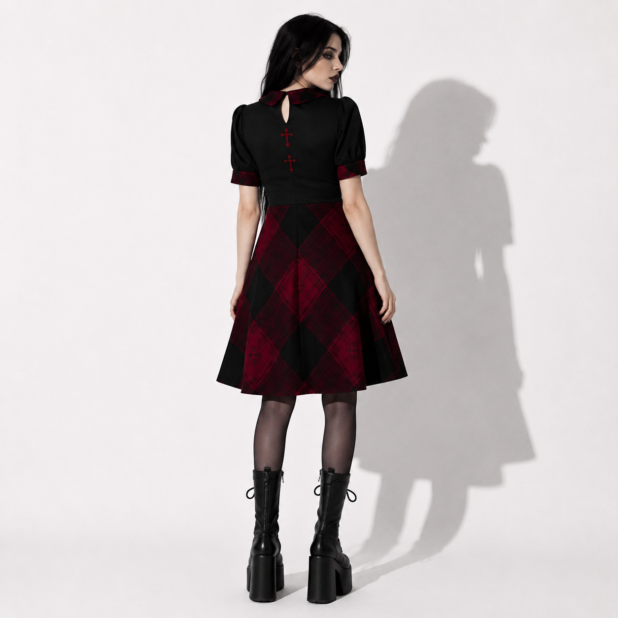 Occult Lolita Gothic Tartan Dress – Dark Academia Plaid Dress