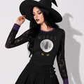 Witch Cat Moon Gothic Top | Women’s Witchcore Lace Blouse