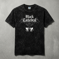 Gothic Vintage Washed T-Shirt | Black Cathedral Devil Crest | Gothic Darkwear T-Shirt 100% Cotton