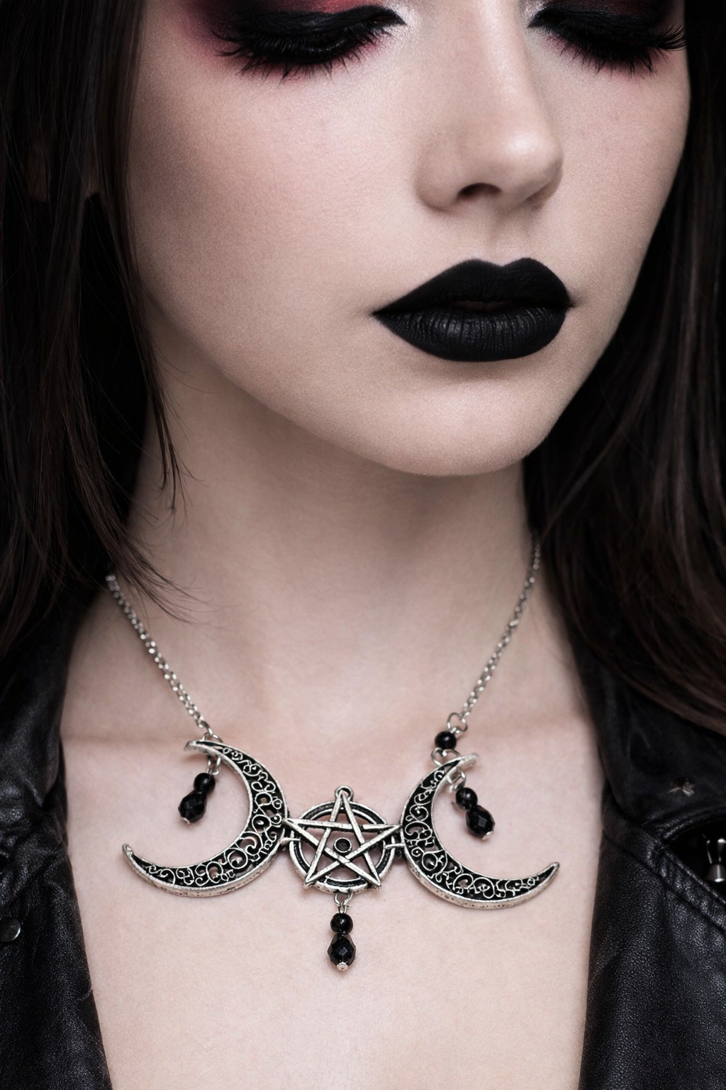 Double Moons Mystical Power Gothic Necklace