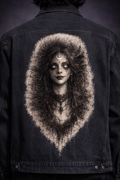 Gothic Black Denim Jacket | Wicca Dark Lady