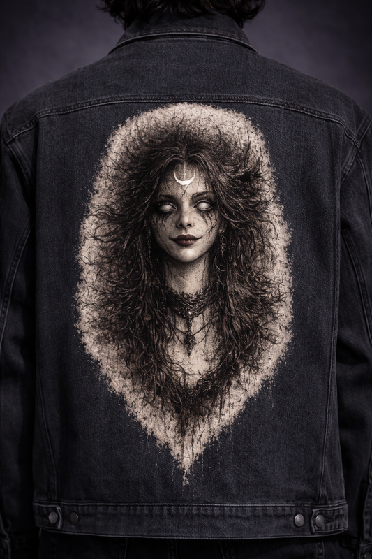 Gothic Black Denim Jacket | Wicca Dark Lady