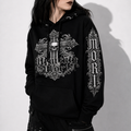 gothic hoodie memento mori black victorian style front view model outfit