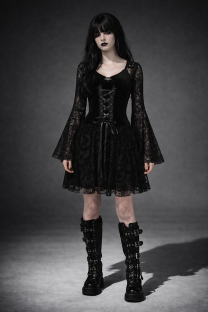 Gothic Mini Dress | Black Veil Makabre Dance