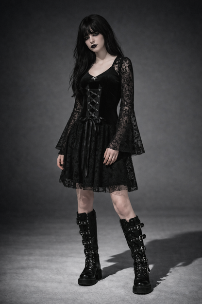 Gothic Mini Dress | Black Veil Makabre Dance